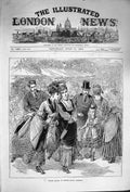 Original Old Antique Print 1874 Summer Ice Skating Prince'S Fround B Victorian