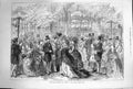 Original Old Antique Print 1874 Fashionable Promenade Concert Champs Elysee 19th