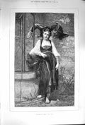 Original Old Antique Print 1874 Le Puits Qui Parle Romance Man Lady F Victorian
