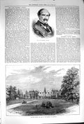 Original Old Antique Print 1874 Marshal Concha Hatfield House Marquis Salisbury