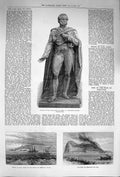 Old Antique Print 1874 Statue Earl Derby Ship Wreck Niobe Rock Gibraltar 19th