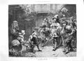 Original Old Antique Print 1874 Emeute Sixteenth Century Children Man Sword 0