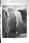 Original Old Antique Print 1874 Scene Coast Caithness Cliffs Stacks Birds F 19th