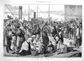 Original Old Antique Print 1874 Irish Emigrants Leaving Queenstown Harbour 19th