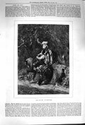 Original Old Antique Print 1874 Adam Eve Apple Tree Horses Comte-Calix 19th