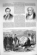 Old Antique Print 1874 Stone Memorial King Denmark Iceland Betty Maccabe 19th
