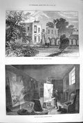 Original Old Antique Print 1874 Edwin Landseer Home Art Studio Dog Tiney Wine