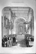 Antique Old Print *3313 1874 King Denmark Iceland Service Reykjavik Cathedral
