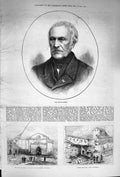 Original Old Antique Print 1874 Portrait Guizot Convent Domingo Puycerda Wa 19th