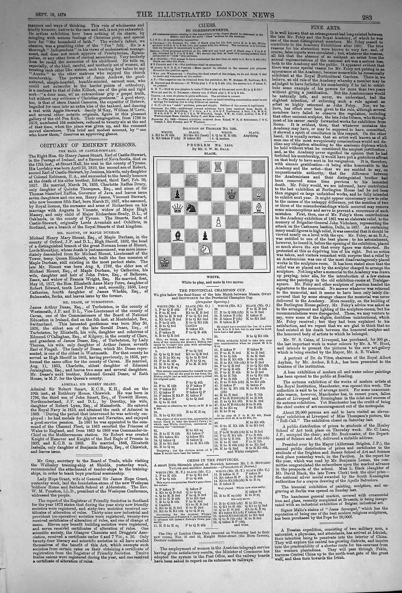 Antique Print Ref.136 1874 Eleven Pages Chess Moves Illustrated London News