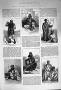 Original Old Antique Print 1874 Natives Dardistan Asia Balti Kafir Ghilgiti