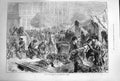 Original Old Antique Print 1874 Part Street Market Donhofs-Platz Berlin Germany