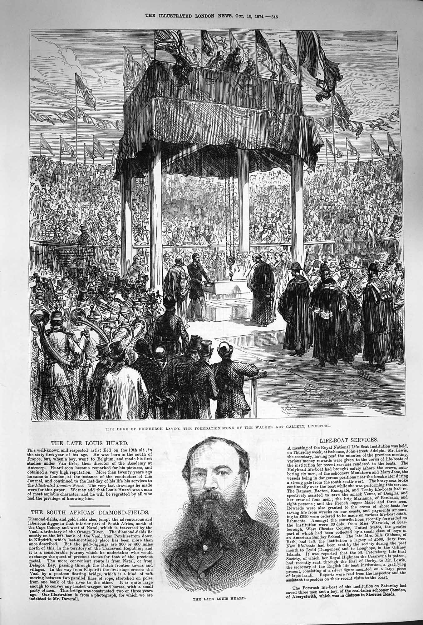 Old Antique Print 1874 Duke Edinburgh Walker Art Gallery Liverpool Huard 19th