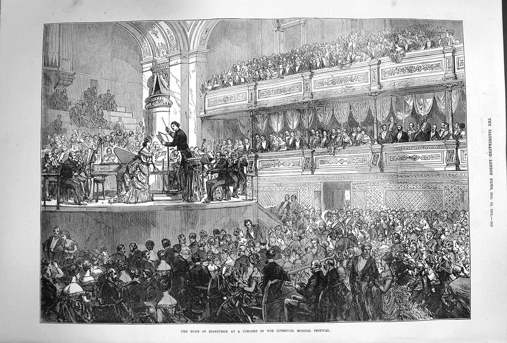 Antique Print *3311 1874 Duke Edinburgh Concert Liverpool Musical Festival