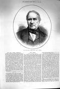 Original Old Antique Print 1874 Portrait Bryan Waller Proctor Barry Cornwall