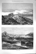 Original Old Antique Print 1874 River Nile Egypt Cataract Mountains Victorian