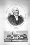 Original Old Antique Print 1874 Duke Leinster Paul'S School Leonards-On-Sea
