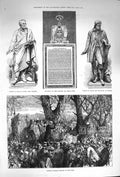 Old Antique Print 1874 Hospital Saturday Hyde Monument Jones Wilson Balfe 19th