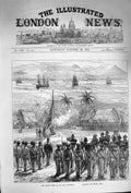 Old Antique Print 1874 British Ships San Jose Guatemala Saluting Flag War 19th