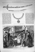 Original Old Antique Print 1874 Civic Badge Chain Mayor London Hospital Charity