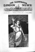 Original Old Antique Print 1874 Portrait Velleda Beautiful Girl Landelle 19th