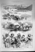 Original Old Antique Print 1874 Civil War Spain Battle Beobia Siers Republican