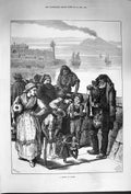 Original Old Antique Print 1874 Entertainment Naples Children Italy Victorian
