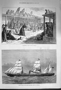 Original Old Antique Print 1874 Story Teller Kashgar St. Osyth Orient Line Ship
