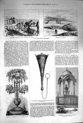 Original Old Antique Print 1874 Monument Rajah Kolapore Ingram Siege Eastbourne