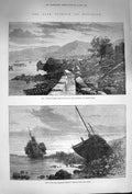 Original Old Antique Print 1874 Typhoon Hong-Kong Ship Falmer Mail Steamer 19th