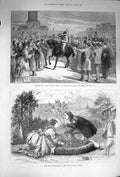 Old Antique Print 1874 Lieutenant Zubowitz Barriere Trone Prince Theatre 19th