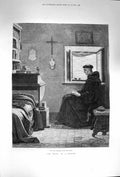 Antique Old Print *3310 1874 Fra Beato Monk Man Holy Cross Lehmann Fine Art
