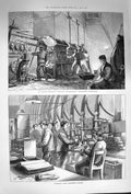 Original Old Antique Print 1874 Post Office Telegraph Pneumatic Tubes Ins 19th