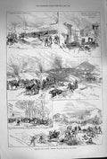 Old Antique Print 1874 Civil War Spain Battle San Marcos Blanco Chasseurs 19th