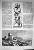 Original Old Antique Print 1874 Nuragghi Prehistoric Monument Noes Sardinia 19th