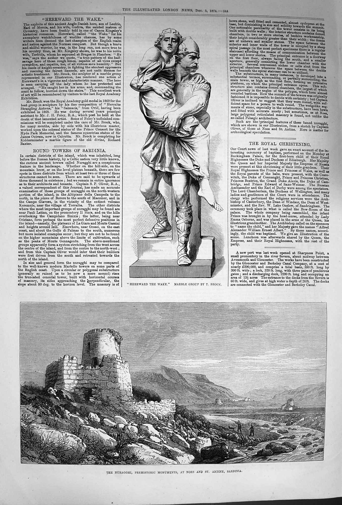 Original Old Antique Print 1874 Nuragghi Prehistoric Monument Noes Sardinia 19th