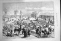 Original Old Antique Print 1874 Caravanserai Kashgar Camels Horses Victorian