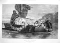 Old Antique Print 1874 Dead Body Boat Elaine Flowers Fine Art Rosenthal 19th