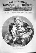 Old Antique Print 1874 Little Willie Christmas Greeting Mother Child Hunt 19th