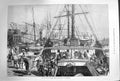 Antique Old Print *3308 1874 Landing Oranges Fresh Wharf London Bridge Ships