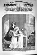 Original Old Antique Print 1874 Children Happy Christmas Mamma Papa Mistletoe