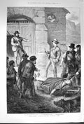 Old Antique Print 1874 Injured Man Stretcher George Bowring Cader Idris 19th