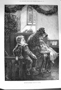 Original Old Antique Print 1874 Rest And Be Thankful Children Lady Church 19th
