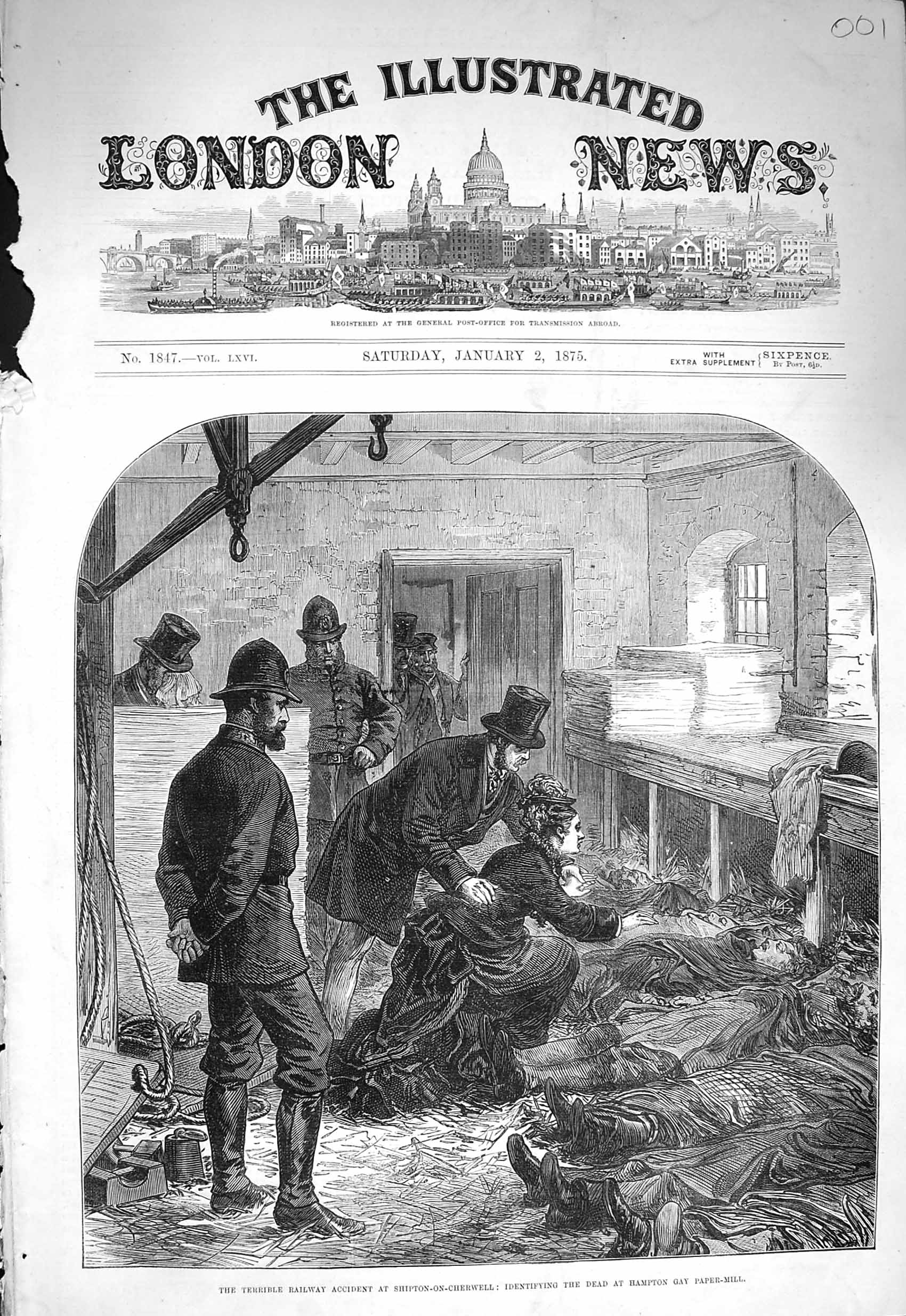 Old Antique Print 1875 Railway Crash Shipton-On-Cherwell Dead Paper-Mill 19th