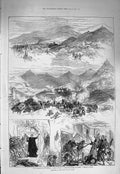 Original Old Antique Print 1875 Civil War Spain Hernani Sebastian Battle 19th