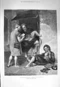 Original Old Antique Print 1875 Postmaster General Office Tangiers Hodgson 19th