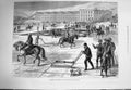 Original Old Antique Print 1875 Ploughing Storing Ice Hudson River New York
