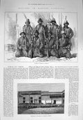 Original Old Antique Print 1875 Turkestan Guard Honour Kashgar Hall Yarkund