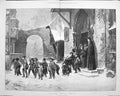Original Old Antique Print 1875 Fine Art Scene Children Leaving School Teacher 0