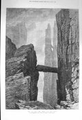 Old Antique Print 1875 Grey Man'S Path Antrim Coast Ireland Cliffs Birds 19th